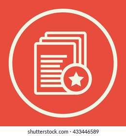 Vector illustration of files star sign icon on red background.