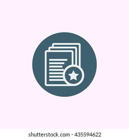 Vector illustration of files star sign icon on blue circle background.