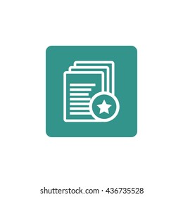Vector illustration of files star sign icon on green background.
