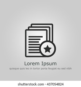 Vector illustration of files star sign icon on grey background.