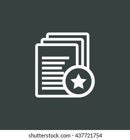Vector illustration of files star sign icon on dark background.