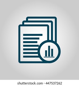 Vector illustration of files stats sign icon on grey background.