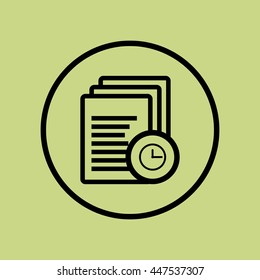 Vector illustration of files time sign icon on green circle background.
