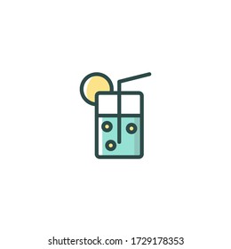 Vector illustration of filled  icon cold drink suitable for website, mobile apps, business, travel, holiday and more.With editable stroke 48x48 pixel perfect on white background