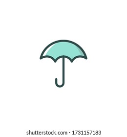 Ilustración vectorial de un paraguas de iconos relleno adecuado para sitios web, aplicaciones móviles, negocios, viajes, vacaciones y más.Con trazo editable 48x48 píxel perfecto en fondo blanco