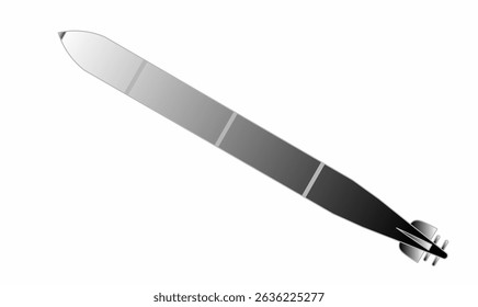 Vector illustration filled torpedo or missile icon. 