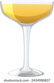 Ilustración vectorial de un vaso de vino blanco lleno.