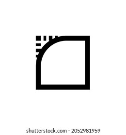 Ilustración vectorial de filetes. Icono de visualización de aplicación de dibujo, iniciar sesión para doblar la línea. Aislado en un fondo transparente, editable y cambiable.