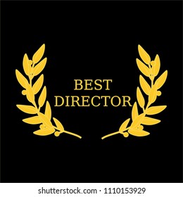 Vector illustration film award best director laurel wreath