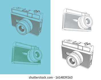 Vector illustration of a film camera in retro style