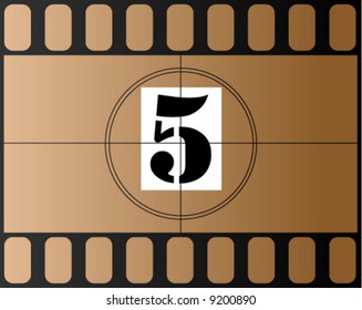 vector illustration of film contdown, number 5