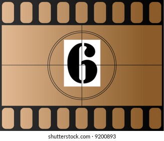 vector illustration of film contdown, number 6