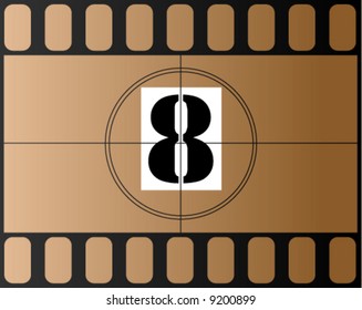 vector illustration of film contdown, number 8