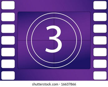 vector illustration of film countdown, number 3