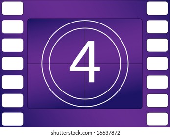 vector illustration of film countdown, number 4