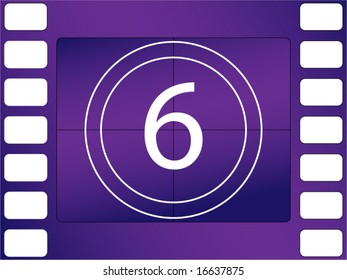 vector illustration of film countdown, number 6