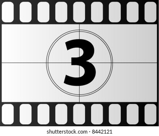 vector illustration of Film countdown, number 3
