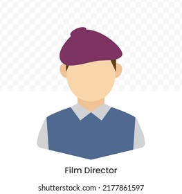 Vector Illustration Of Film Director  Avatar In Color On A Transparent Background (PNG). EPS Vector