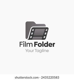 Vector Illustration for Film Folder Logo: A Design Template Merging Concepts of a Folder and Roll Film Shape