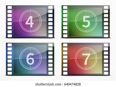 Vector illustration of film screen countdown backgrounds