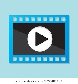 Vector illustration of a film strip with a play icon. 