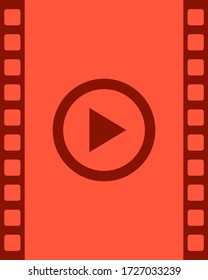 Vector illustration of film strip with play symbol.