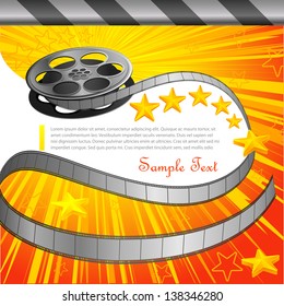 vector illustration of film strip roll on conema background