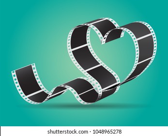 Vector illustration film strip in shape of heart