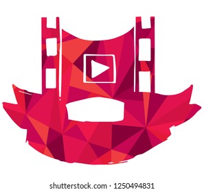 Vector Illustration of Film Video Movie Cinema Red Polygon Geometric Banner Logo For Isolated Graphic Design Outline, Sign, Symbol and more