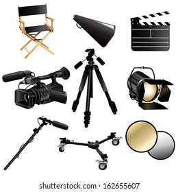 A vector illustration of filming movie icon sets