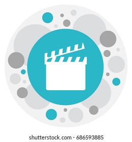 Vector Illustration Of Filming Symbol On Clapper Icon. Premium Quality Isolated Action Element In Trendy Flat Style.