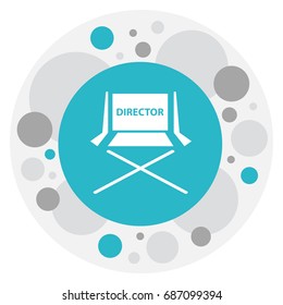 Vector Illustration Of Filming Symbol On Director Chair Icon. Premium Quality Isolated Shooting Seat Element In Trendy Flat Style.