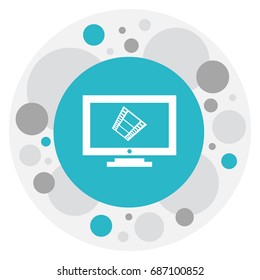 Vector Illustration Of Filming Symbol On Monitor Icon. Premium Quality Isolated Display Element In Trendy Flat Style.