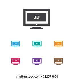 Vector Illustration Of Filming Symbol On 3D Cinema Icon. Premium Quality Isolated Widescreen Element In Trendy Flat Style.