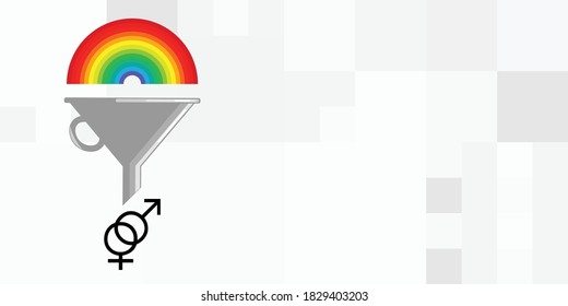 vector illustration of filter with gender symbols and rainbow for equal rights and LGBT community recognition