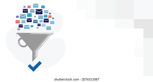 ilustración vectorial de filtrar el flujo de correos electrónicos en orden con aplicaciones y métodos especiales