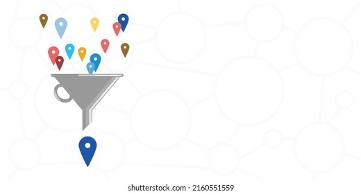 vector illustration of filtering the stream of emails into order with special apps and methods