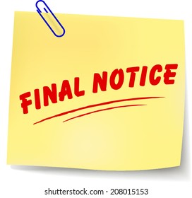 Vector illustration of final notice message on white background