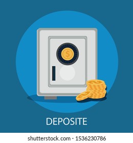 Vector illustration of finance & banking concept with "deposit" investment and financial icon.