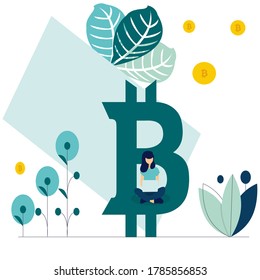 Vector illustration finance. Graphic elements online investing analysis of cryptocurrency. Trends colors and stylish flat graphics