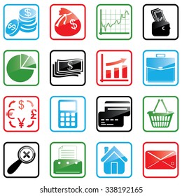 Vector illustration of finance and shopping icons
