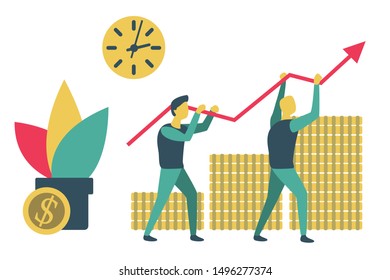 Vector illustration of finance success teamwork. 