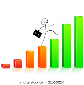 Vector illustration of financial chart success with happy businessman