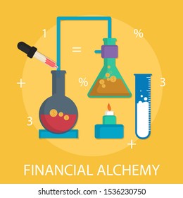 Vector illustration of financial & economy concept with "financial alchemy" success and commerce icon.