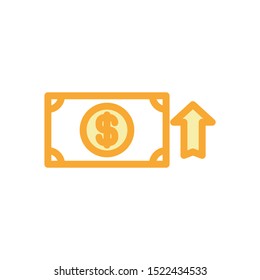 Vector illustration of financial icon. The dollar rose rapidly one day. filled outline style