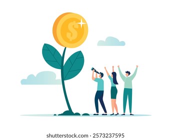 vector illustration, Financial or investment growth, increased profits and capital gains, success in the concept of money management