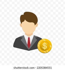 Vector illustration of financial officer. Colored vector for website design. Simple design with transparent background (PNG).