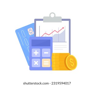 Vector illustration of financial statements. Accounting and finance audit. Concept of financial management, revenue calculation.