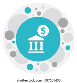 Vector Illustration Of Financial Symbol On Academy Icon. Premium Quality Isolated Court House Element In Trendy Flat Style.