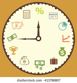 vector illustration / financial timing concept / stages of project developing
